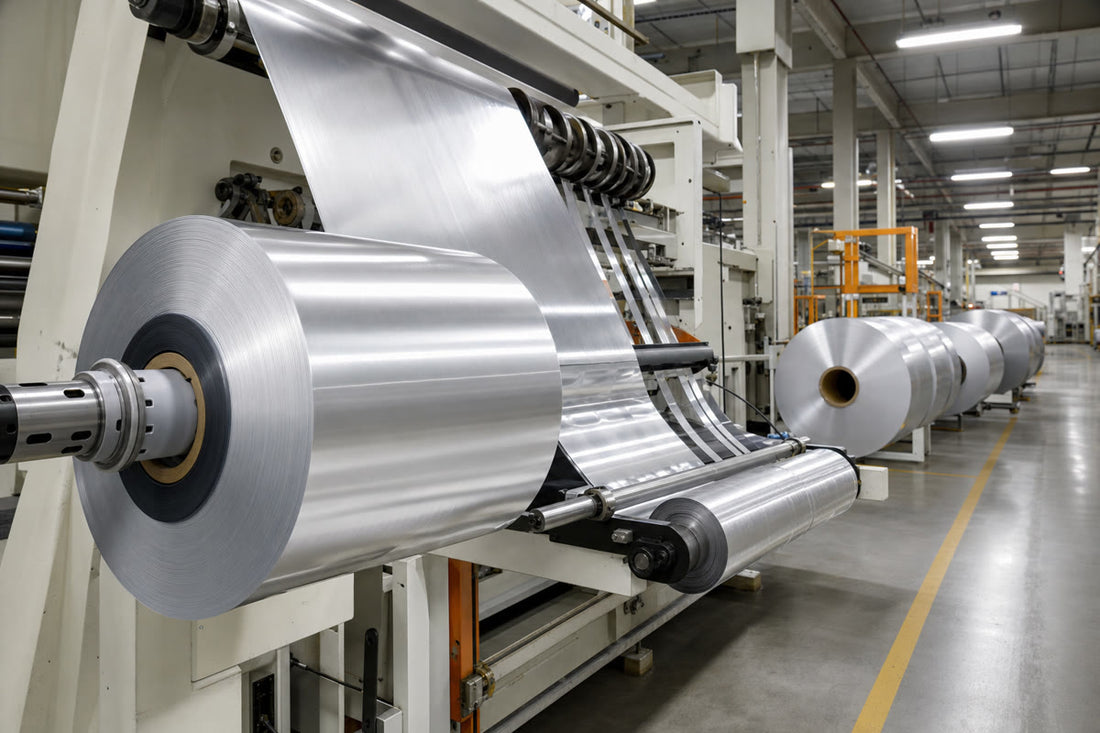 Industrial aluminum protective film slitting machinery in a manufacturing facility
